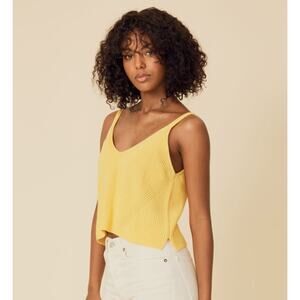One Grey Day Orson Knit Crop Tank Cotton Silk Blend Sunbeam Butter Yellow Sz Med